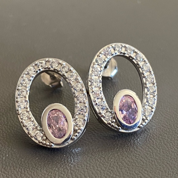 n/a Jewelry - Pink Sapphire & White Topaz Silver Earrings